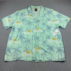 Corona Shirt Mens 3XL 54/56‎ Green Resort Woven Short Sleeve Camp Button Up NWT